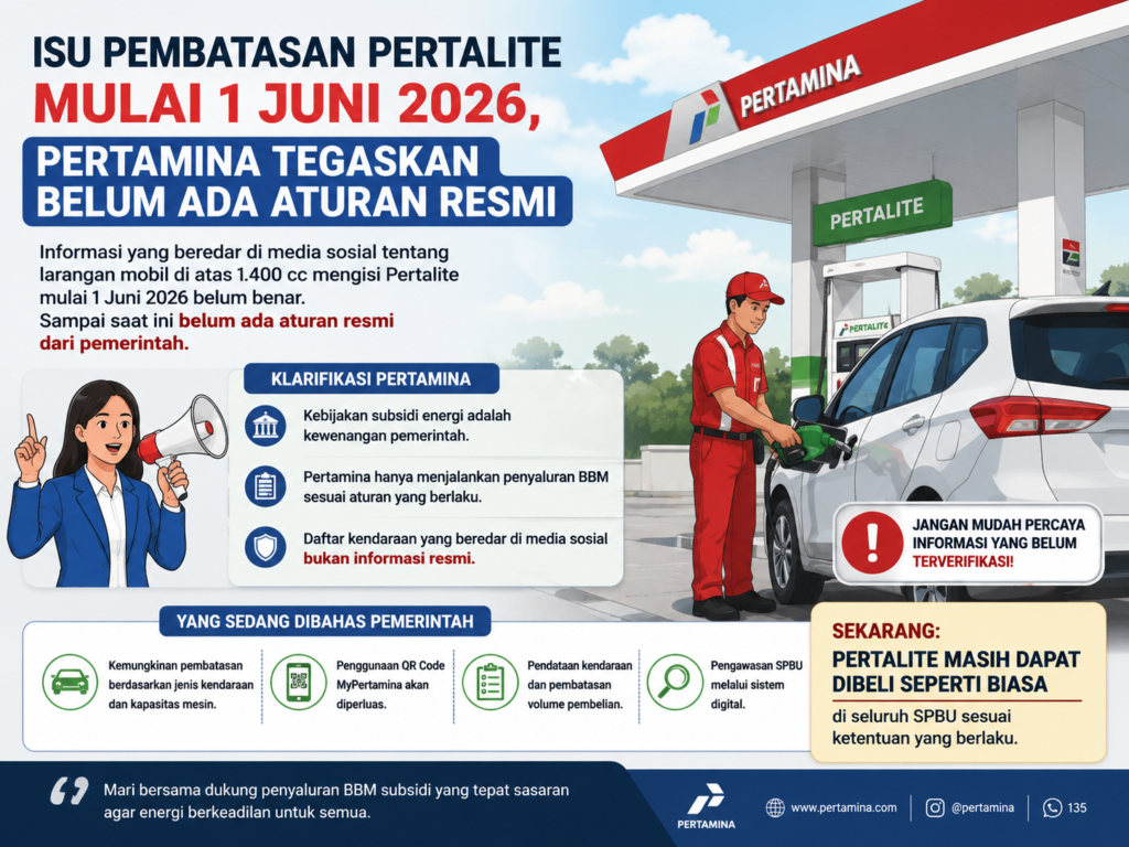 Isu Pembatasan Pertalite Mulai 1 Juni 2026, Pertamina Tegaskan Belum Ada Aturan Resmi