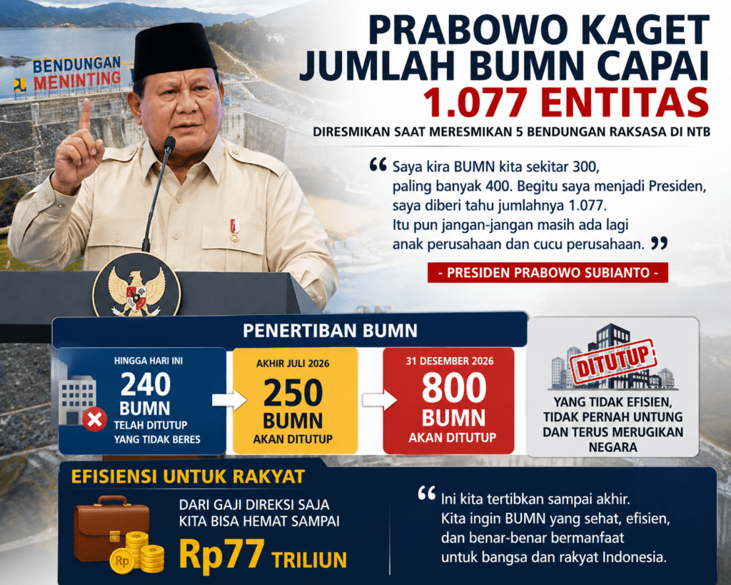 Prabowo kaget jumlah BUMN 1077