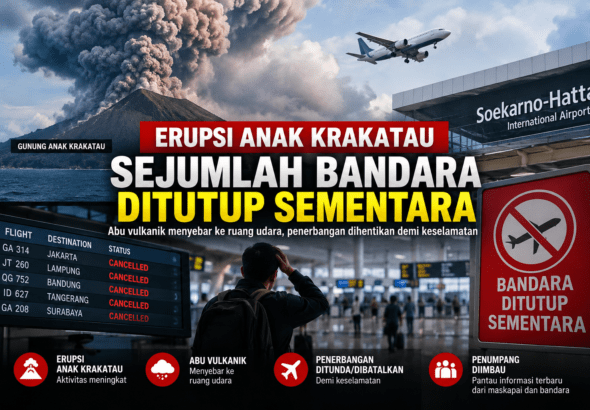 Erupsi Anak Krakatau Ganggu Penerbangan, Sejumlah Bandara Ditutup Sementara