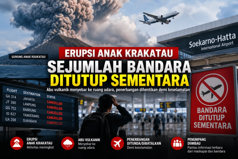 Erupsi Anak Krakatau Ganggu Penerbangan, Sejumlah Bandara Ditutup Sementara