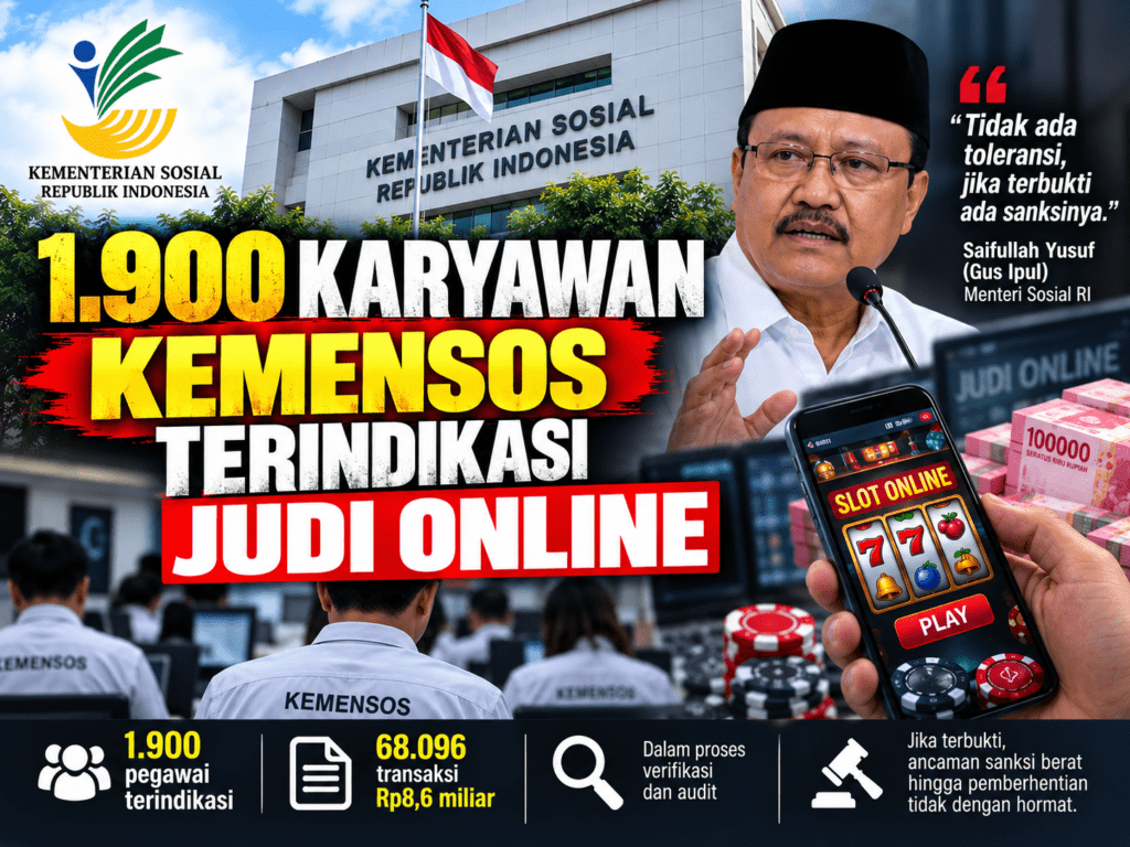 .900 Pegawai Kemensos Terindikasi Judi Online
